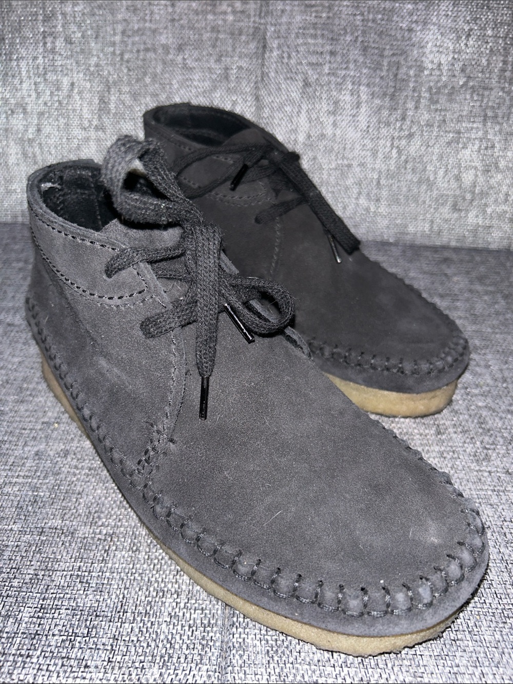 Clarks WEAVER Black Suede Lace-Up Ankle Booties